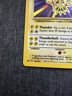 1999 Pokemon WOTC: Base Set Zapdos 16/102 Holo Rare - Nm Lp - Image 5
