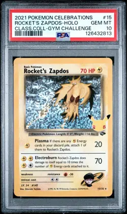 2021 POKEMON CELEBRATIONS CLASSIC COLLECTION #15 ROCKET'S ZAPDOS-HOLO PSA 10 - Image 1