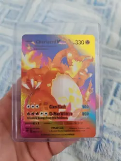 Charizard VMAX Rainbow Foil Fan Art Textured Collector Pokemon 020/189 - Image 1