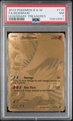 2013 Pokemon B&W Legendary Treasures Reshiram #114 | FULL ART Gold | PSA 7 - NM - Image 1
