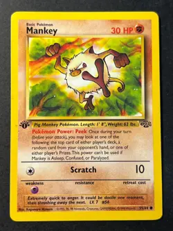 Mankey 55/64 1st Edition Jungle - Common - WOTC Pokemon Card B LP - Image 1
