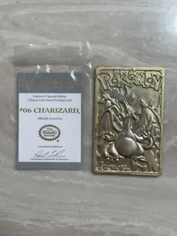 Charizard Burger King Gold Plated 23K Gold Metal Pokemon Card - Image 1