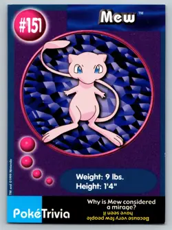 Mew #151 Pokemon Burger King Promo PokeTrivia LP - Image 1