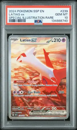 2024 POKEMON SSP EN-SURGING SPARKS SPECIAL ILLUSTRATION RARE LATIAS EX PSA 10 - Image 1