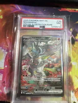 2025 Pokemon WHT EN White Flare #166 SIR Reshiram ex PSA 9 Mint - Image 1