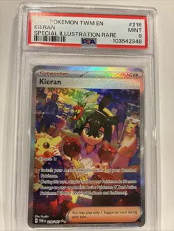 PSA 9 Kieran SIR 2024 Pokemon 218/167 TWM Alt Art Twilight Masquerade #218 Mint - Image 2