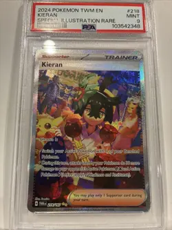 PSA 9 Kieran SIR 2024 Pokemon 218/167 TWM Alt Art Twilight Masquerade #218 Mint - Image 3