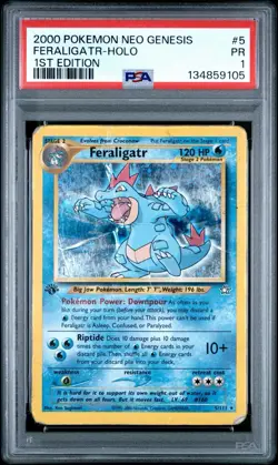 PSA 1 Feraligatr 1st Edition Holo Foil Neo Genesis #5 2000 Pokemon WoTC PR - Image 1