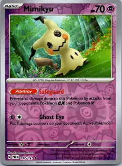 Mimikyu 037/091 Reverse Holo Paldean Fates PAF NM Pokemon TCG Card - Image 1