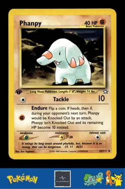 2000 Pokemon WotC Neo Genesis 43/111 Phanpy (Sugimori) 1st Ed - Image 1