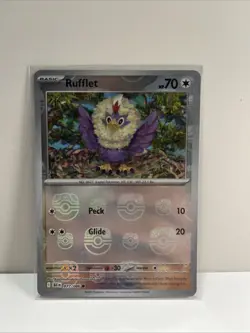 Pokemon TCG Black Bolt Rufflet Master Ball Reverse Holo Card 77/86 NM Condition - Image 1
