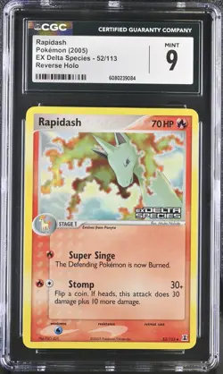 CGC 9 MINT Rapidash EX Delta Species 52/113 Reverse Holo Stamped Pokemon Card - Image 1