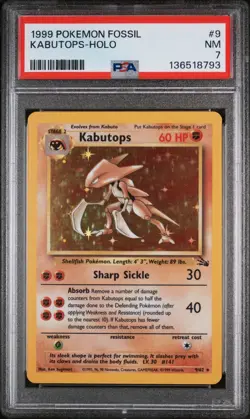 PSA 7 NM Kabutops 9/62 Fossil Holo 1999 Pokemon Card - Image 1