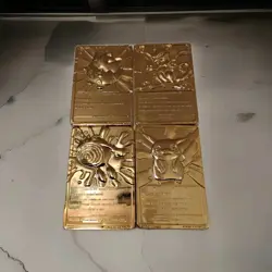 23K gold-plated Pokemon cards, featuring Togepi, Mewtwo, Poliwhirl, and Pikachu. - Image 1
