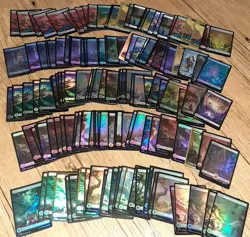 100 MTG Full Art Basic Lands Lot 20 Each Color 10 Foil+ 10 Non Foil+ 1 Free Dice - Image 1