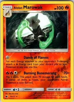 Alolan Marowak 12/111 SM - Crimson Invasion Pokemon TCG NM Reverse Holo - Image 1