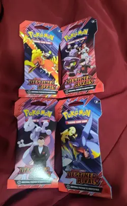 LOT of 4 - Pokemon TCG Destined Rivals Sleeved Booster Packs - 1 of Each Art 🔥 - Image 1
