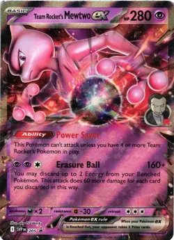 Pokemon TCG Team Rocket's Mewtwo ex 205 Sv: Scarlet & Violet Promo Holo NM - Image 1