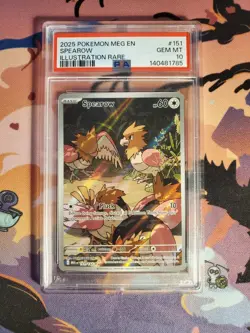 2025 POKEMON MEG EN-MEGA EVOLUTION ILLUSTRATION RARE #151 SPEAROW PSA 10 - Image 1