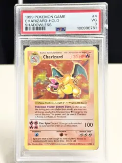 1999 Pokemon Game Shadowless #4 Charizard Holo PSA 3 - Image 1