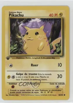 Pikachu Spanish 1st Ed. Pokemon Base Set #58 1999 - Image 1