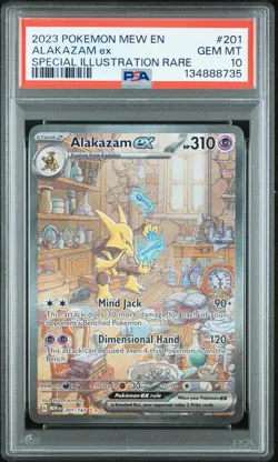 2023 POKEMON MEW EN-151 SPECIAL ILLUSTRATION RARE #201 ALAKAZAM EX PSA 10 - Image 1