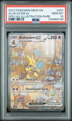 2023 POKEMON MEW EN-151 SPECIAL ILLUSTRATION RARE #201 ALAKAZAM EX PSA 10 - Image 1