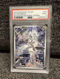 2025 POKEMON JTG EN-JOURNEY TOGETHER #167 N'S RESHIRAM PSA 9 - Image 1