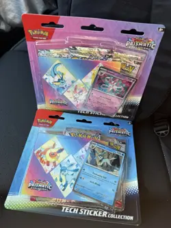 Pokemon TCG Prismatic Evolutions Tech Sticker Collection Blister 2x Set Sealed - Image 1