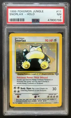 1999 Pokemon Jungle Snorlax Holo PSA 7 Near Mint 11/64 Rare Card No 11 Vintage - Image 1