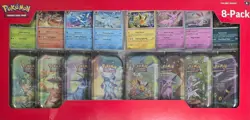 Sealed Pokemon TCG Prismatic Evolutions Mini Tins 8-Pack w/ Promo Cards IN HAND - Image 1