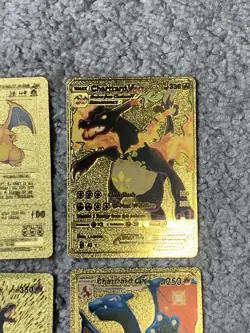 Set of 4 Charizard Gold Foil Fan Art Display Cards NM - Image 3