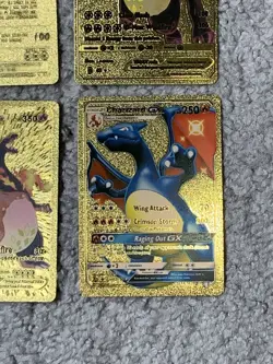 Set of 4 Charizard Gold Foil Fan Art Display Cards NM - Image 5