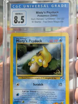 Pokemon Card 2000 CGC 8.5 MISTY'S PSYDUCK Stamp W Promo 54/132 Top Deck Gym - Image 3