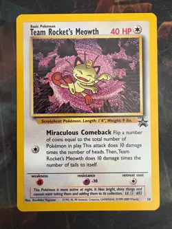 Team Rocket's Meowth # 18 Black Star PROMO WOTC Rare Pokemon Card Tcg - LP - Image 1