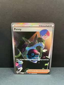 Pokemon TCG Penny Paldean Fates Trainer Holo Card 239/091 NM - Image 1