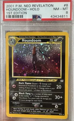 Pokemon Neo Revelation 1st Edition Houndoom Double Holo Bleed PSA 8 NM MINT - Image 1