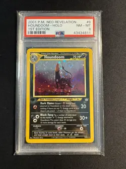 Pokemon Neo Revelation 1st Edition Houndoom Double Holo Bleed PSA 8 NM MINT - Image 2
