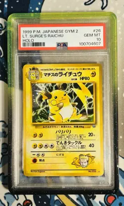 Pokemon Lt. Surge's Raichu Japanese Gym 2 #26 1999 Gym Challenge PSA 10 - Image 1