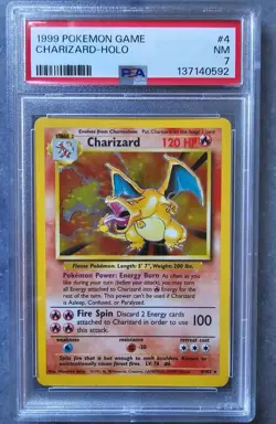 1999 Pokemon Base Set Unlimited Holo Charizard #4 4/102 PSA 7 NM (new cert) - Image 1