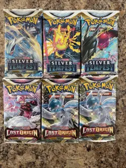Pokemon Booster Pack Lot - Lost Origin Silver Tempest 6 Packs - Image 1