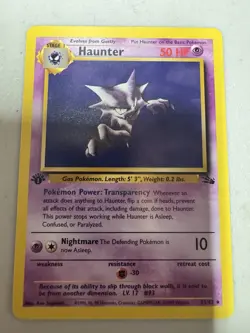 1999 Pokemon Fossil Haunter 1st Edition #21/62 Non-Holo Rare LP - Image 5
