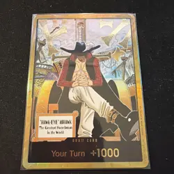 Dracule Mihawk OP14 Gold Don!! Azure Sea's Seven One Piece Card English NM - Image 1