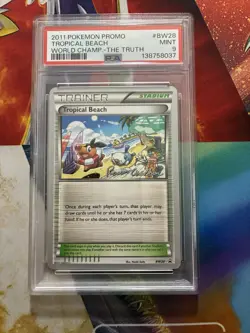 Vintage Pokemon Card World Championship Promo #BW28 Tropical Beach PSA 9 - Image 1