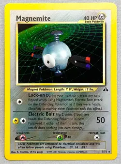 Pokemon Magnemite #7/75 Holo Rare - 2001 Unlimited Neo Discovery - NM to MT Cond - Image 1