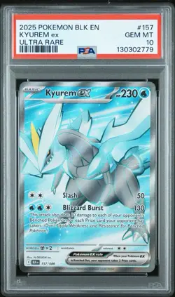 2025 POKEMON BLK EN-BLACK BOLT ULTRA RARE #157 KYUREM EX PSA 10 - Image 1