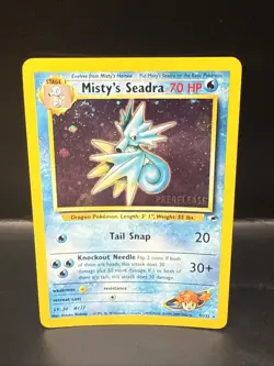Pokemon TCG Misty's Seadra Holo Rare Gym Heroes Prerelease 9/132 Swirl D - Image 2