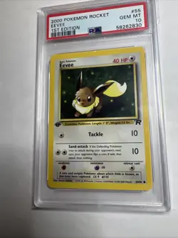 2000 Pokemon Team Rocket 1st Ed. Eevee #55 PSA 10 Gem - Image 1