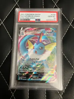 Pokemon 2021 PSA 10 Vaporeon FA VMAX Evolving Skies Gem Mint - Image 1