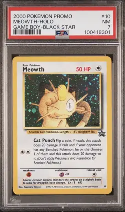 2000 Pokemon Promo Meowth Holo Game Boy Black Star Promo PSA 7 🌀 - Image 1